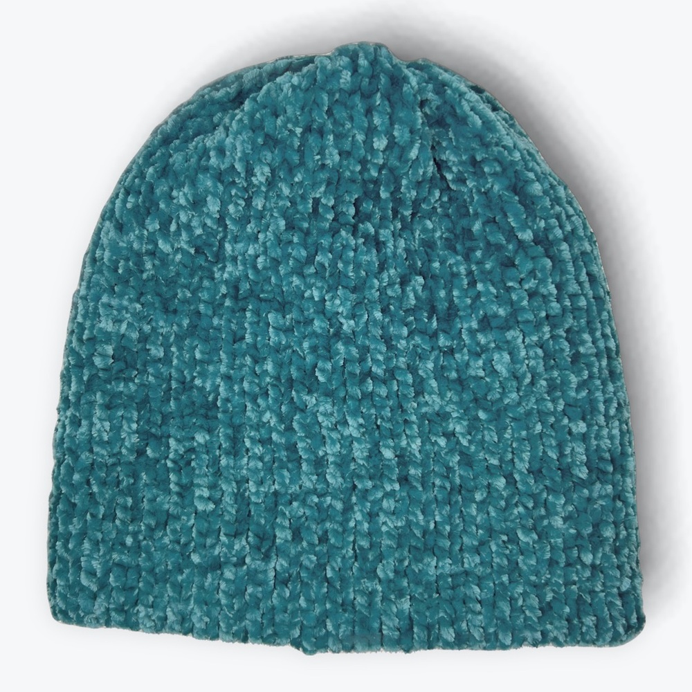 Handmade Super Soft Velvet Knit Beanie Handcrafted Hat Teal - Picture 11 of 11